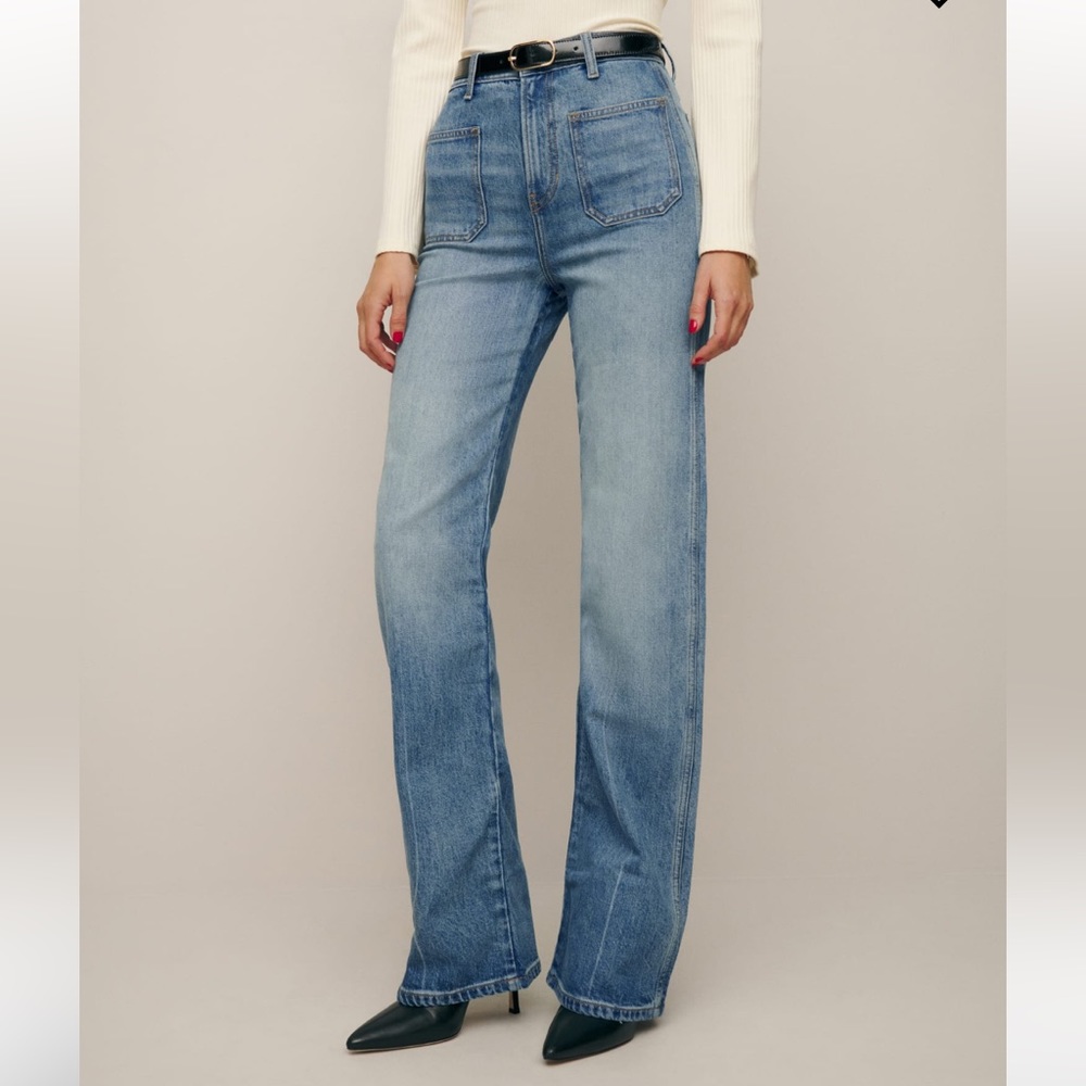 Reformation Alyssa High Rise Wide Leg Long Jean in Merritt